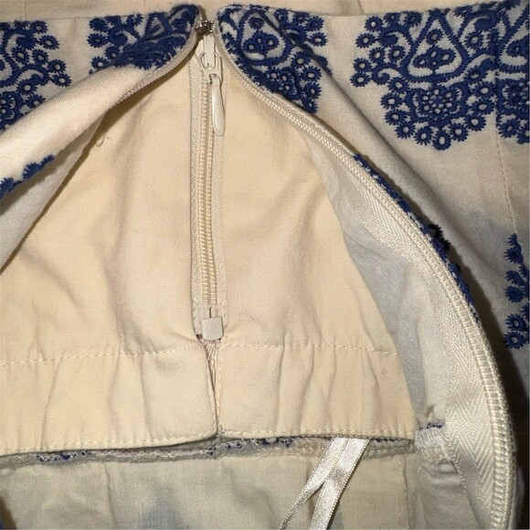 J.Crew Embroidered Womens Size 2/4 Ivory Navy Strapless Dress Coastal Preppy - Picture 6 of 14